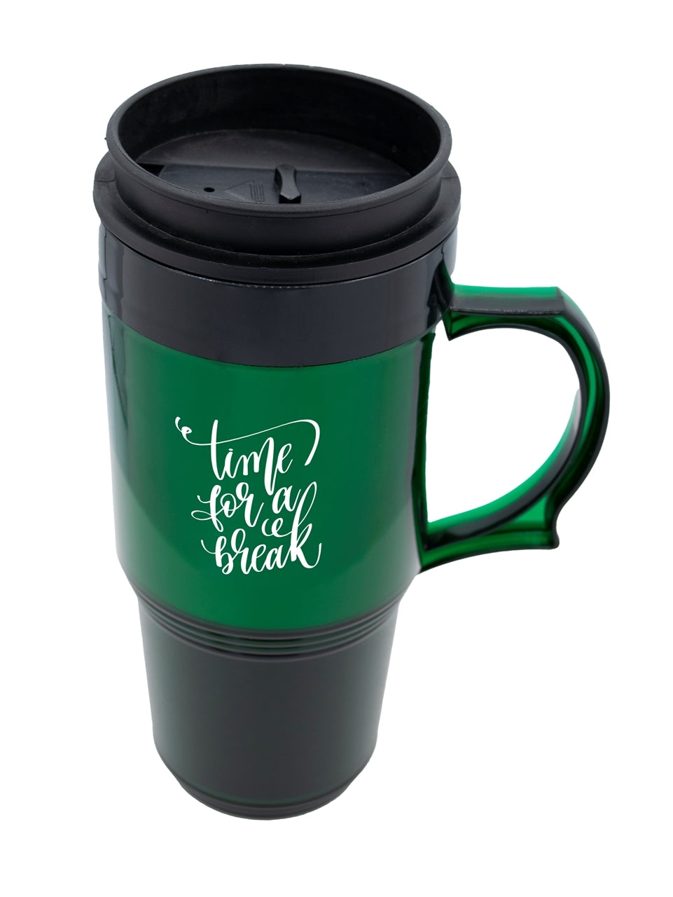 ~ Tracker Mug 16oz acrylic mug, emerald with black slide top lid