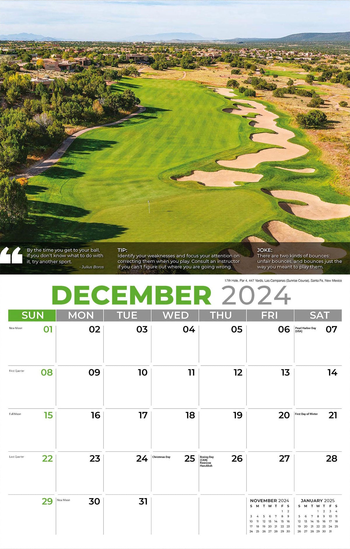Galleria Wall Calendar 2025 Golf Tips