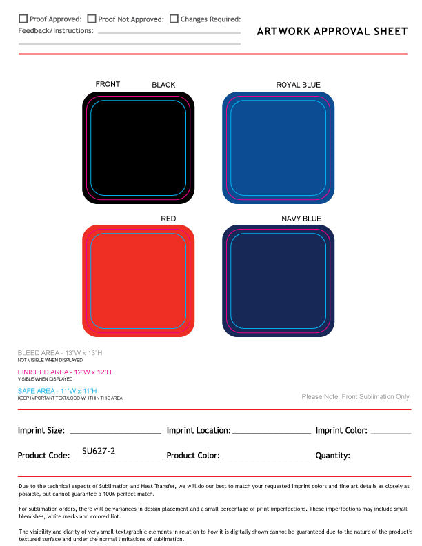 Colored Plush and Soft Velour Terry Cotton Blend Face Cloth, 12x12, Sublimated Edge to Edge