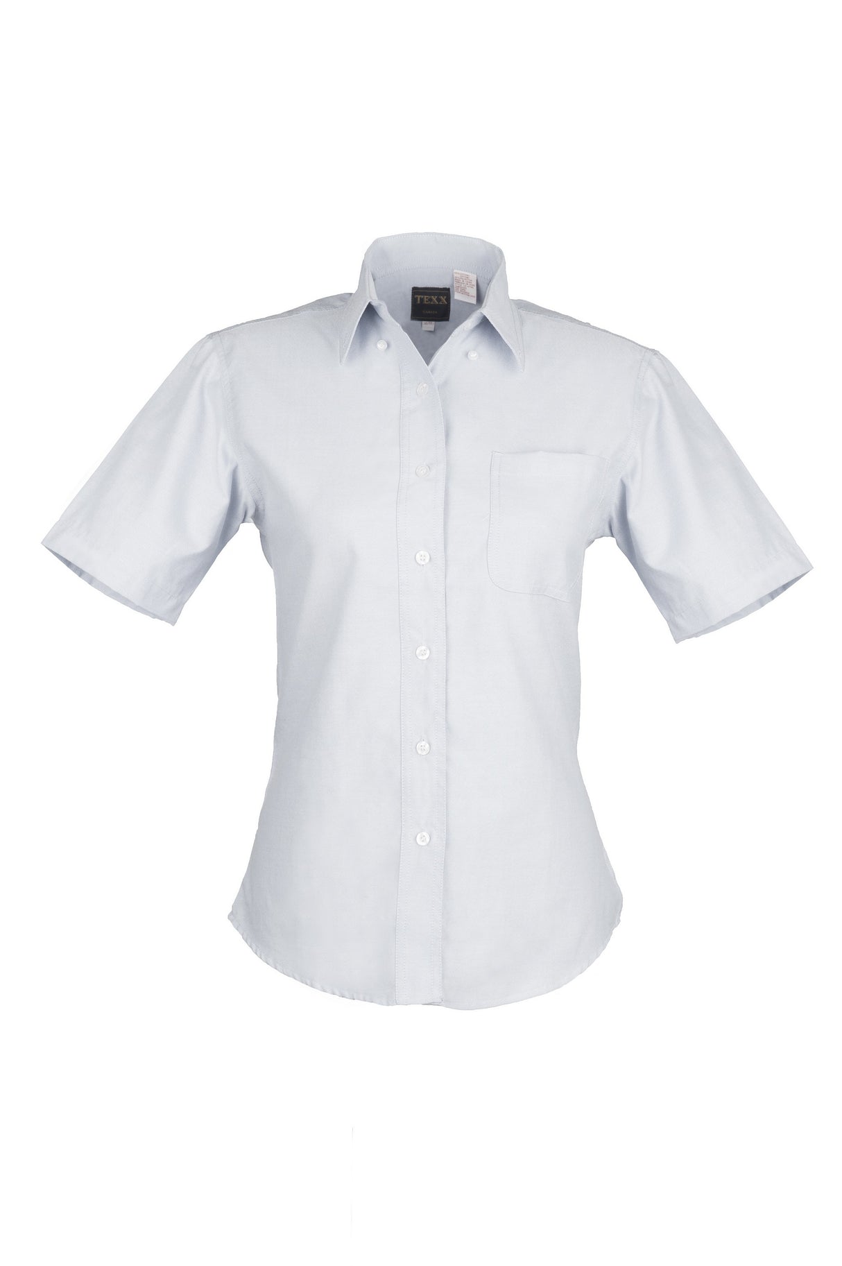 Ladies Cotton Blend Cvc Oxford Short Sleeve Shirt (White) (XS-3XL)