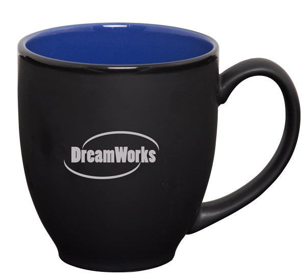 Bistro 16oz 2tone black/blue mug in Ripple gift box