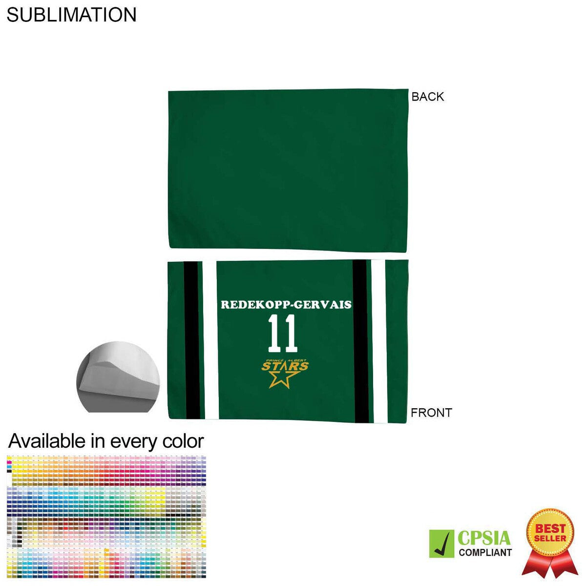 Team Poplin Pillowcase, 33x21, Sublimated full color Edge to Edge 2 sides