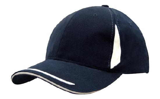 Brushed Heavy Cotton Cap w/Crown Inserts Peak Trim & Sandwich