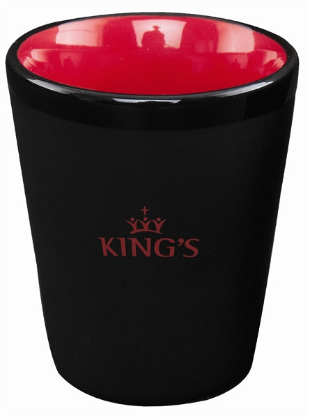 Hilo Thimble 1.5oz 2tone black/red ceramic shot glass