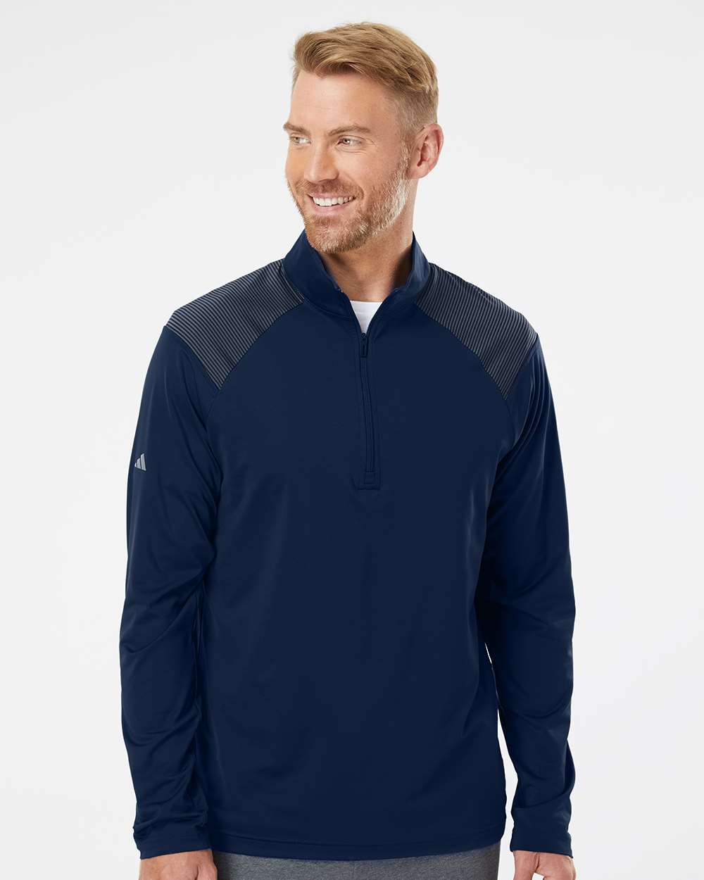 Adidas® Shoulder Stripe Quarter Zip Pullover