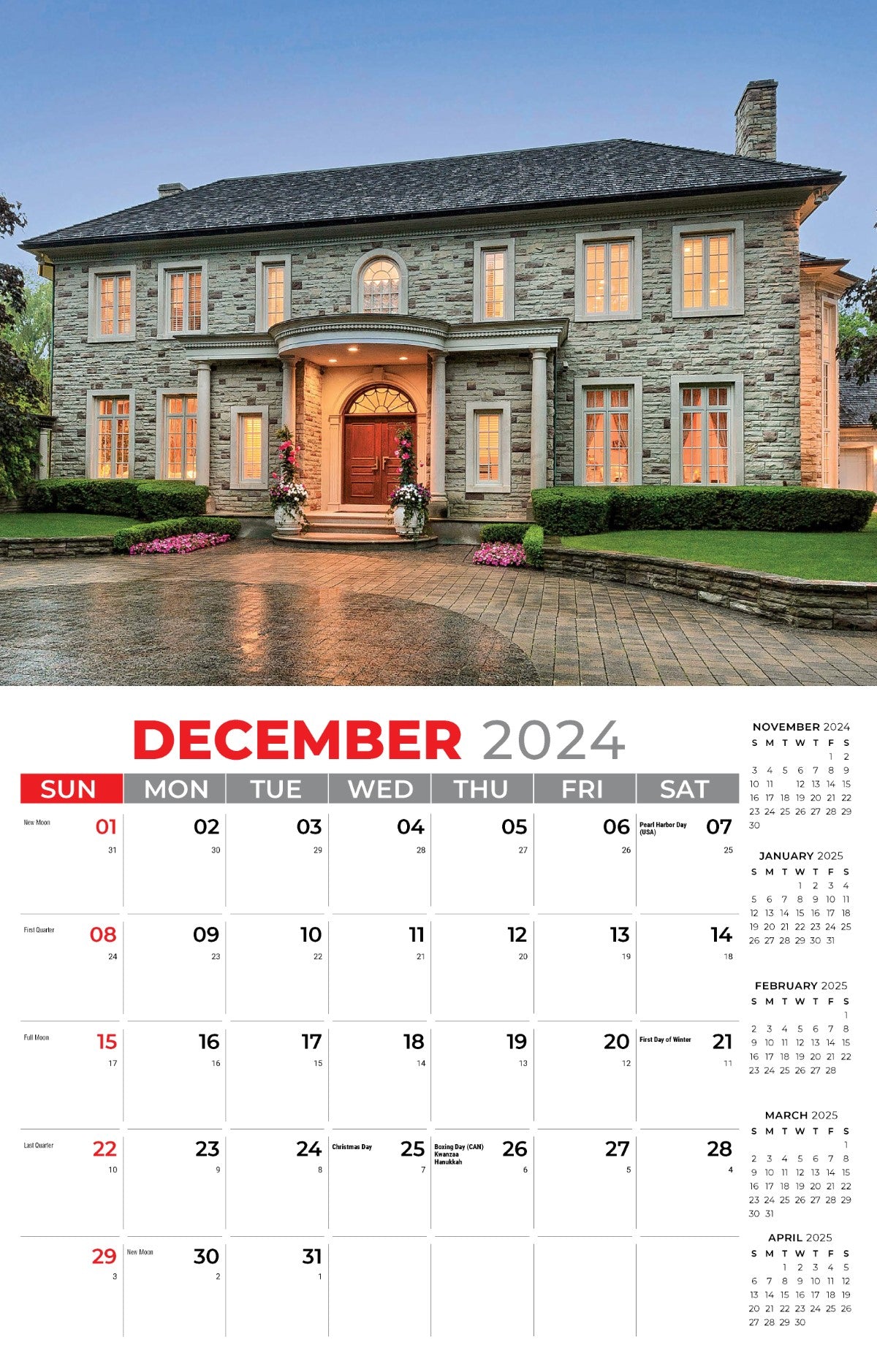 Galleria Wall Calendar 2025 Homes