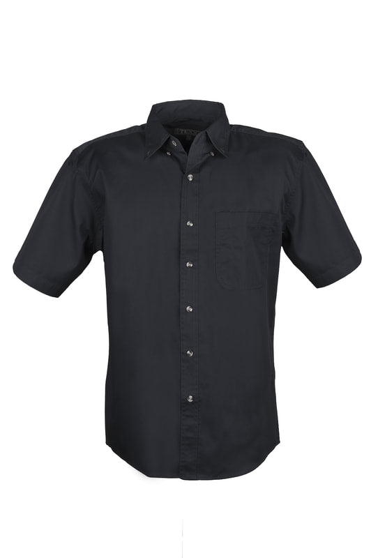 MEN EASY CARE COTTON BLEND DRESS SHIRTS SHORT Sleeve Tall (Black) (LT-3XLT)