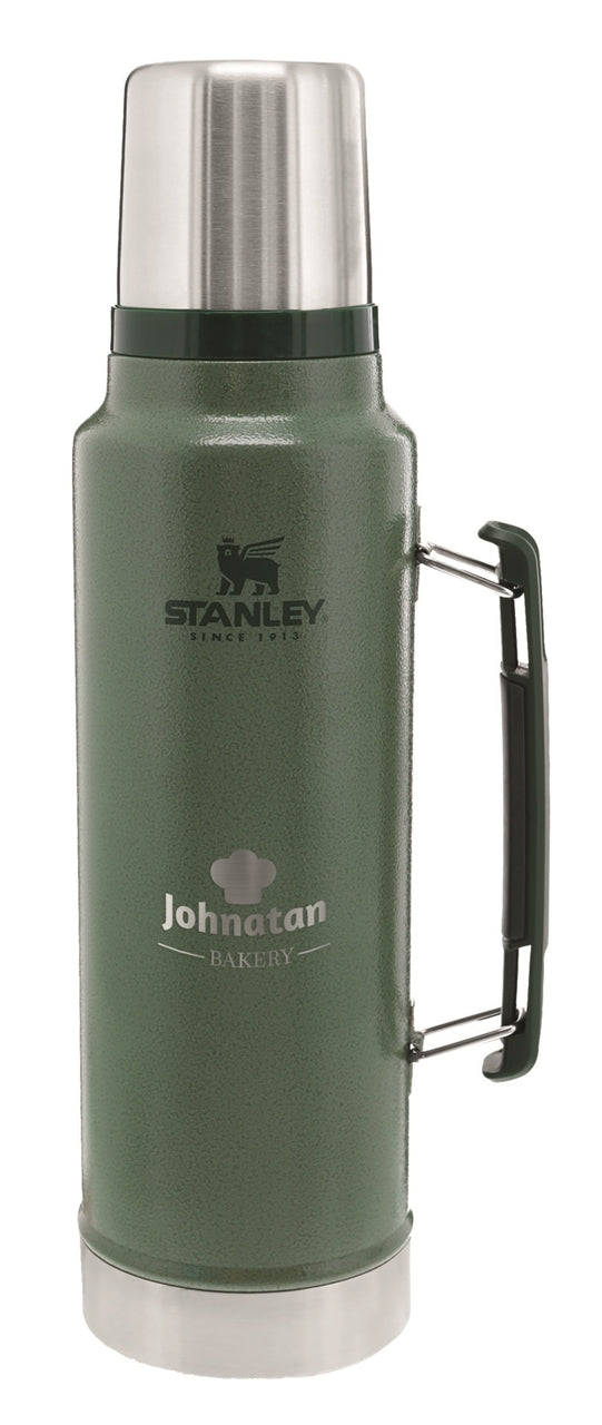 Stanley® Classic 1.5 qt vacuum insulated SS bottle, hammertone green - Etched