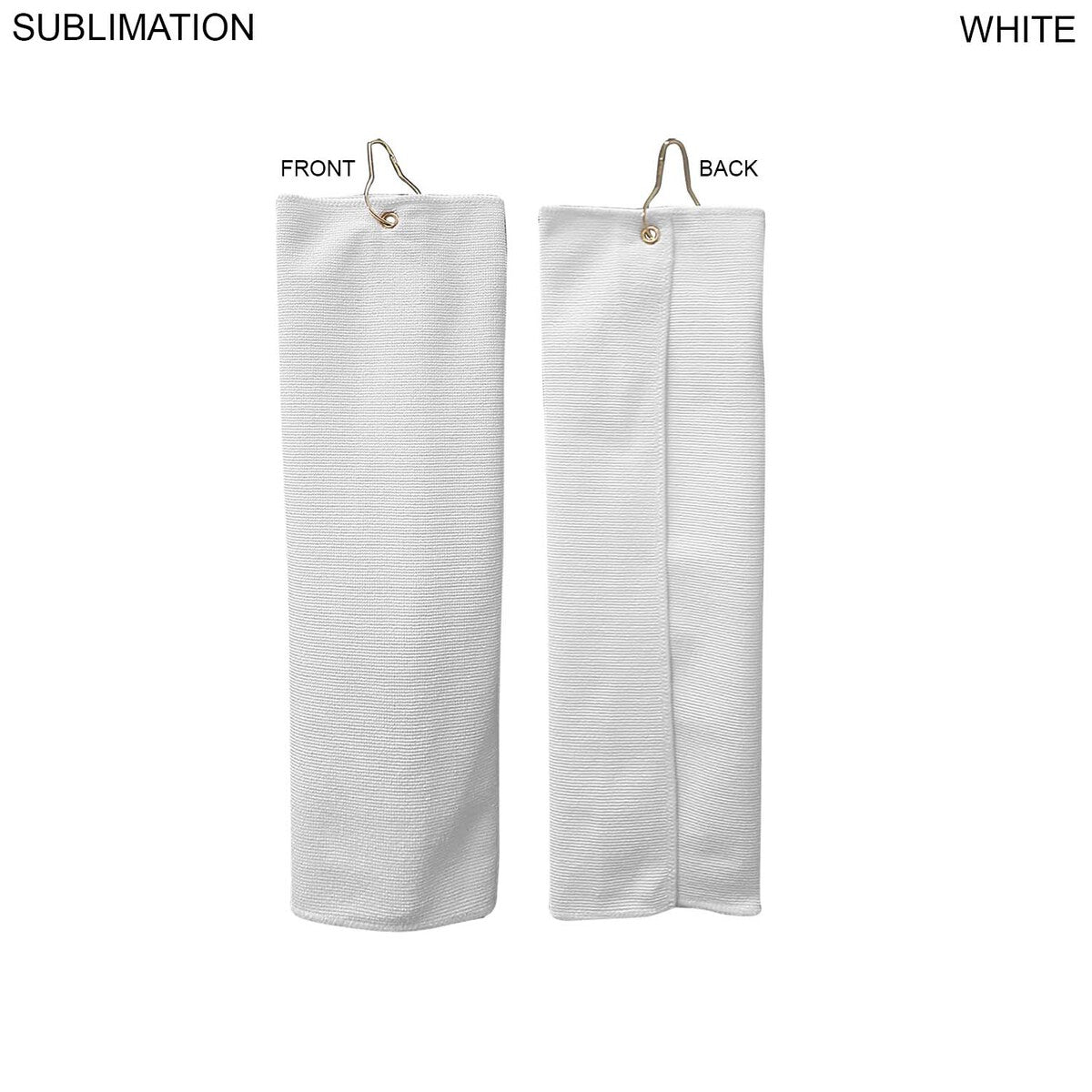 Microfiber Suede Shammy Golf Towel, Finished size 5x18, Trifold Grommet & Hook, Sublimated