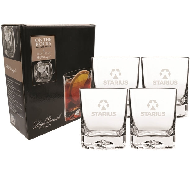 ~ Luigi Bormioli On The Rocks 13.5oz crystal DOF S/4 in Retail Gift Box