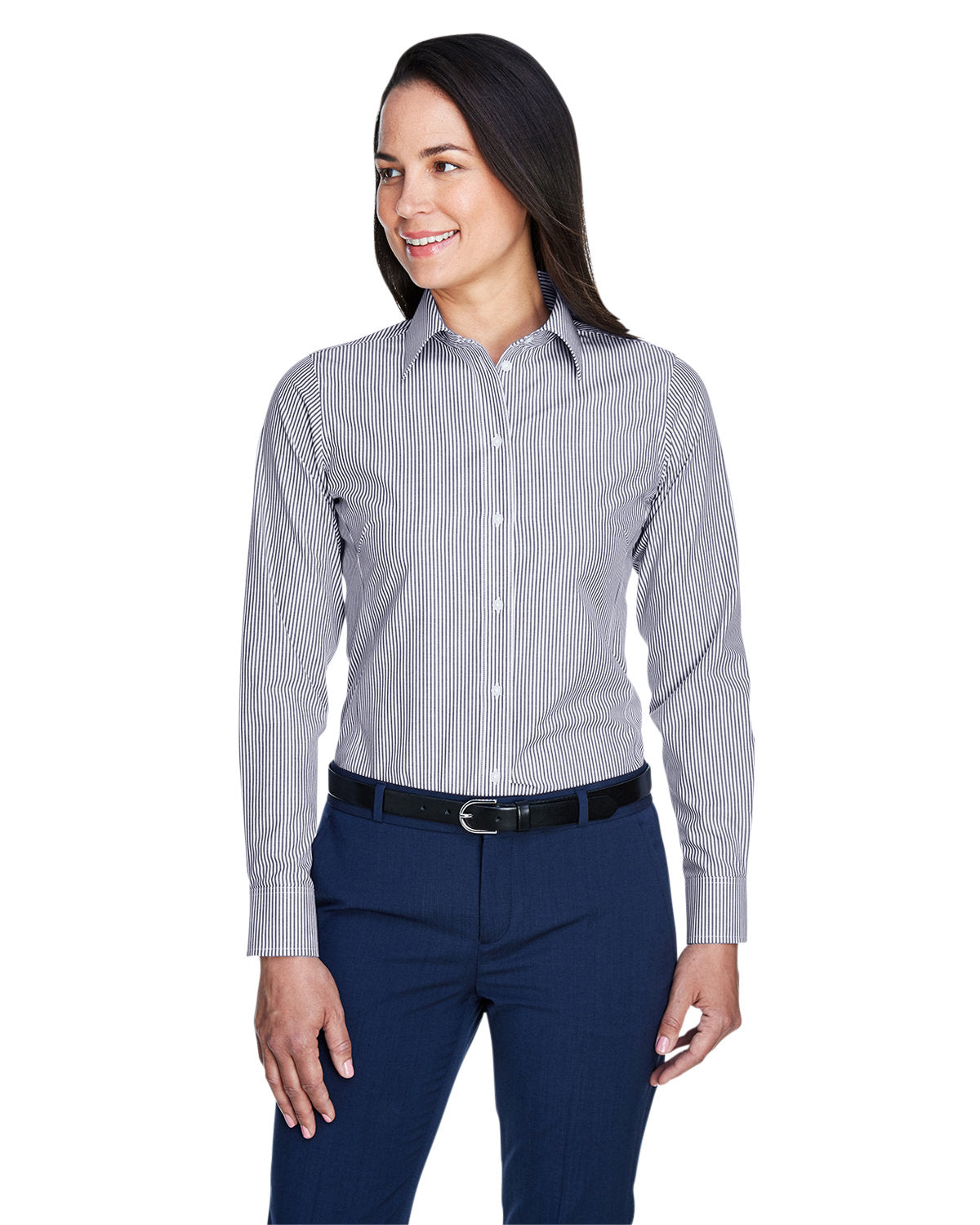 DEVON AND JONES Ladies' Crown Collection® Banker Stripe Woven Shirt