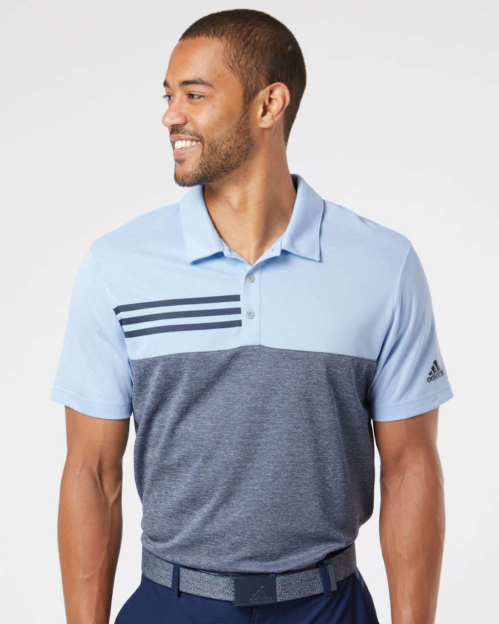 Adidas Heathered Colorblock 3-Stripes Polo