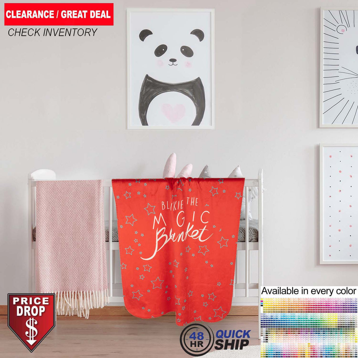 48 Hr Quick Ship - Sherpa Faux Wool Lined Micro Mink Baby Blanket, 30x40, Sublimated