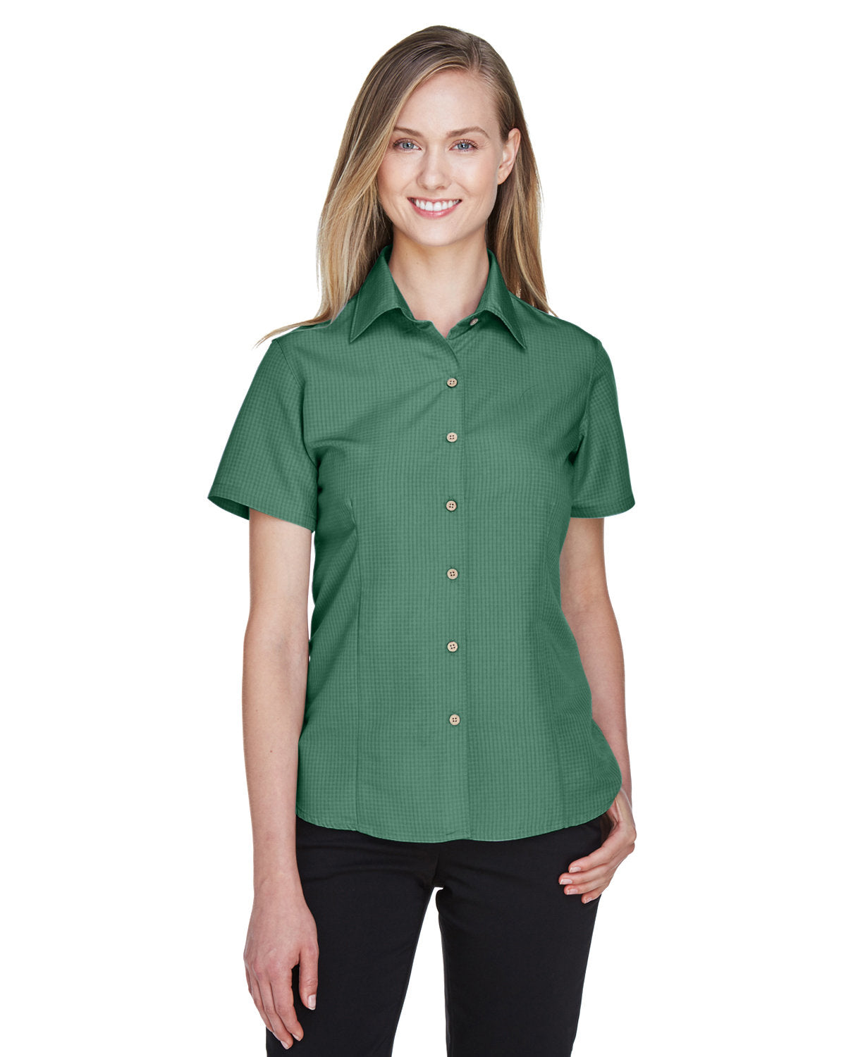 Harriton Ladies' Barbados Textured Camp Shirt