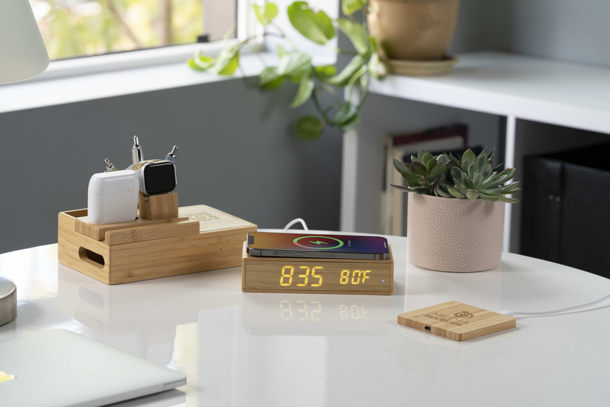 Bamboo Wireless Charging Pad with Dual Outputs