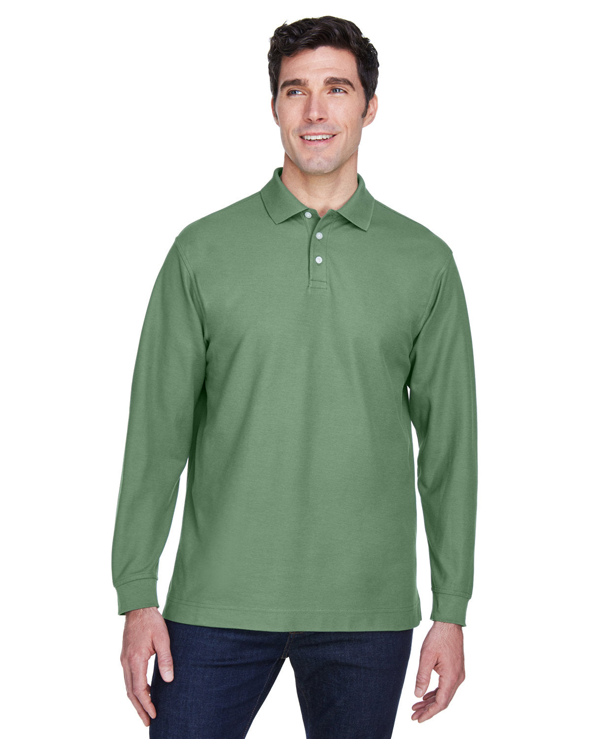 000168 Devon and Jones Men's Pima Piqué Long-Sleeve Polo