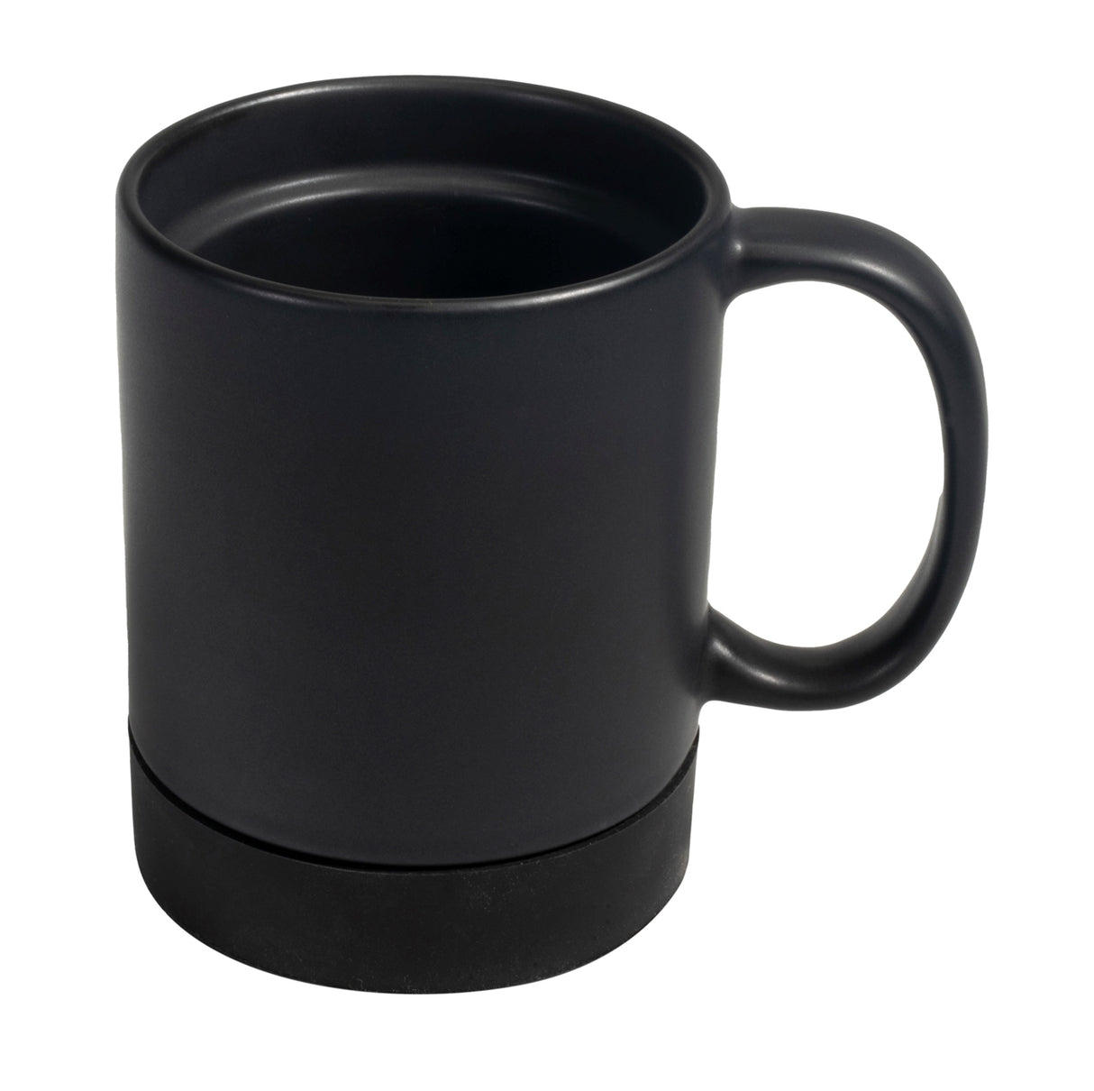 Parkdale 12oz matte black ceramic mug with black silicone base & slide lid in Ripple box