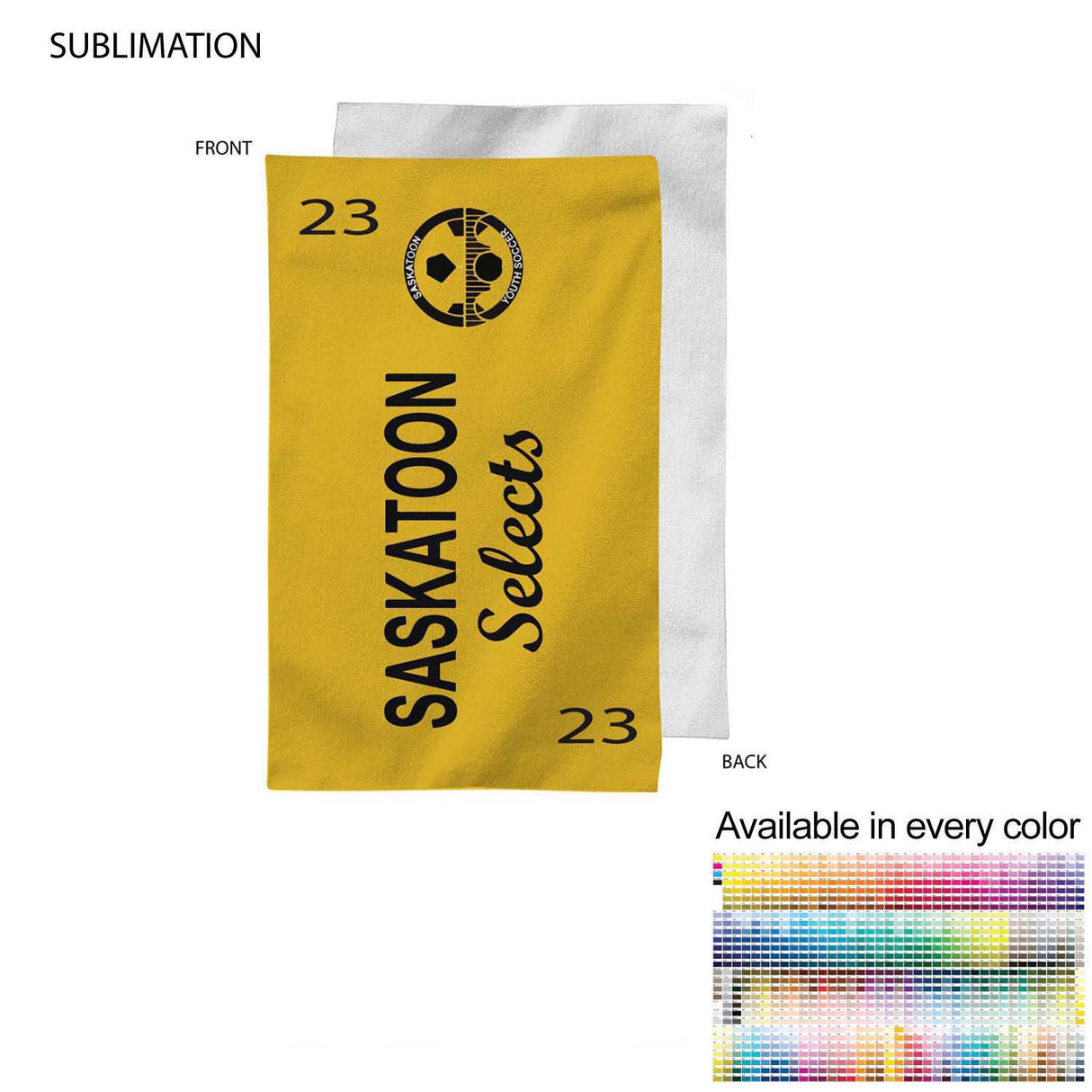 Team Towel in Plush and Soft Velour Terry Cotton Blend, 12x18, Sublimated sports towel