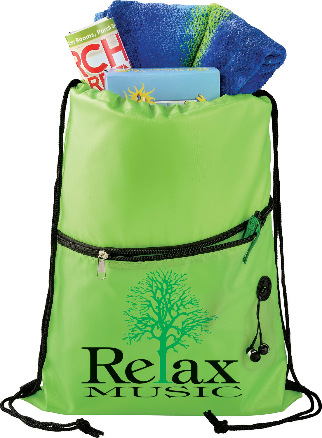 Insulated Zippered Drawstring Bag