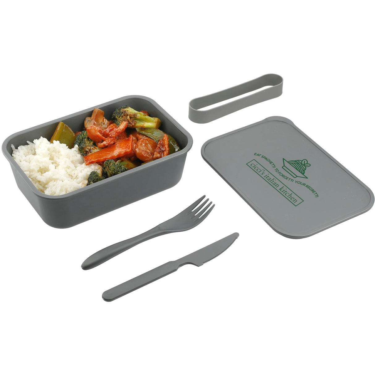 PLA Bento Box with Band and Utensils