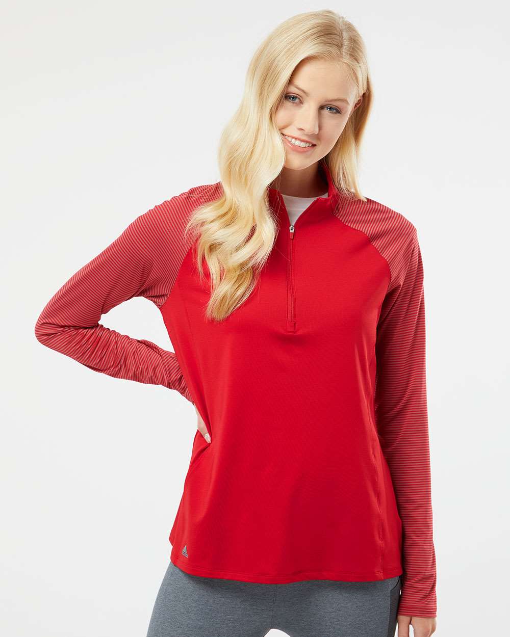 Adidas® Women's Stripe Block Quarter Zip Pullover