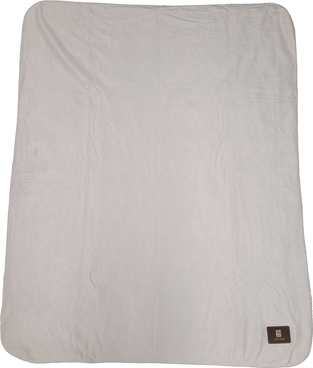 Sherpa Faux Wool Lined Micro Mink Throw, 50x60, with Lasered logo patch, NO SETUP CHARGE