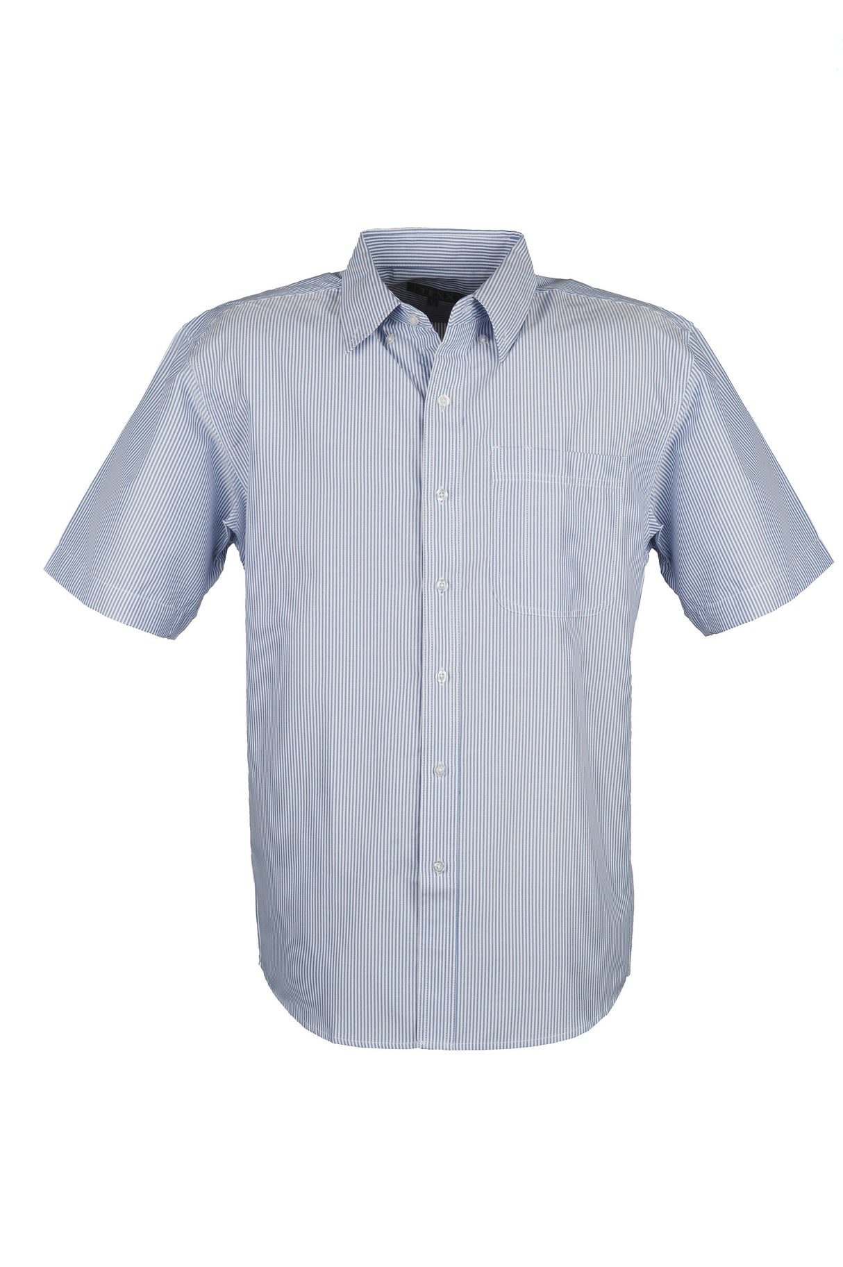 Men's Cotton Blend Oxford Striped Short Sleeve Shirt (Navy) (XS-5XL)