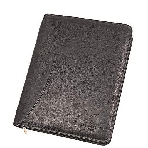 Textured Nappa Leather Zippered Portfolio black