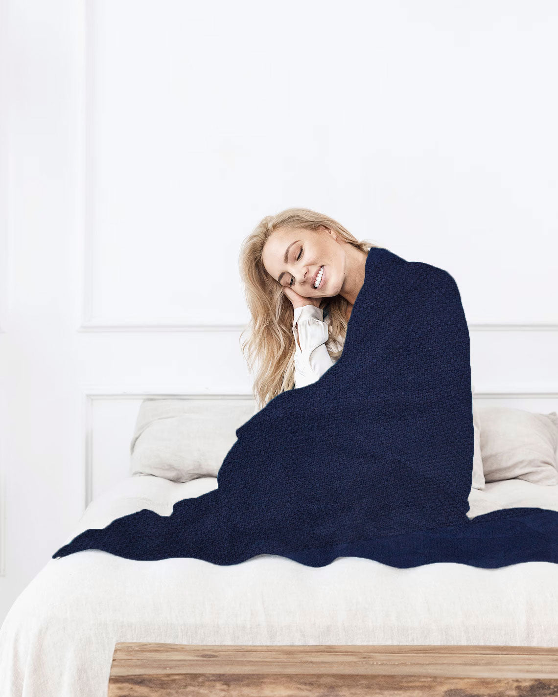 Crochet Knit Blanket, 50x60, with Lasered logo patch, NO SETUP CHARGE