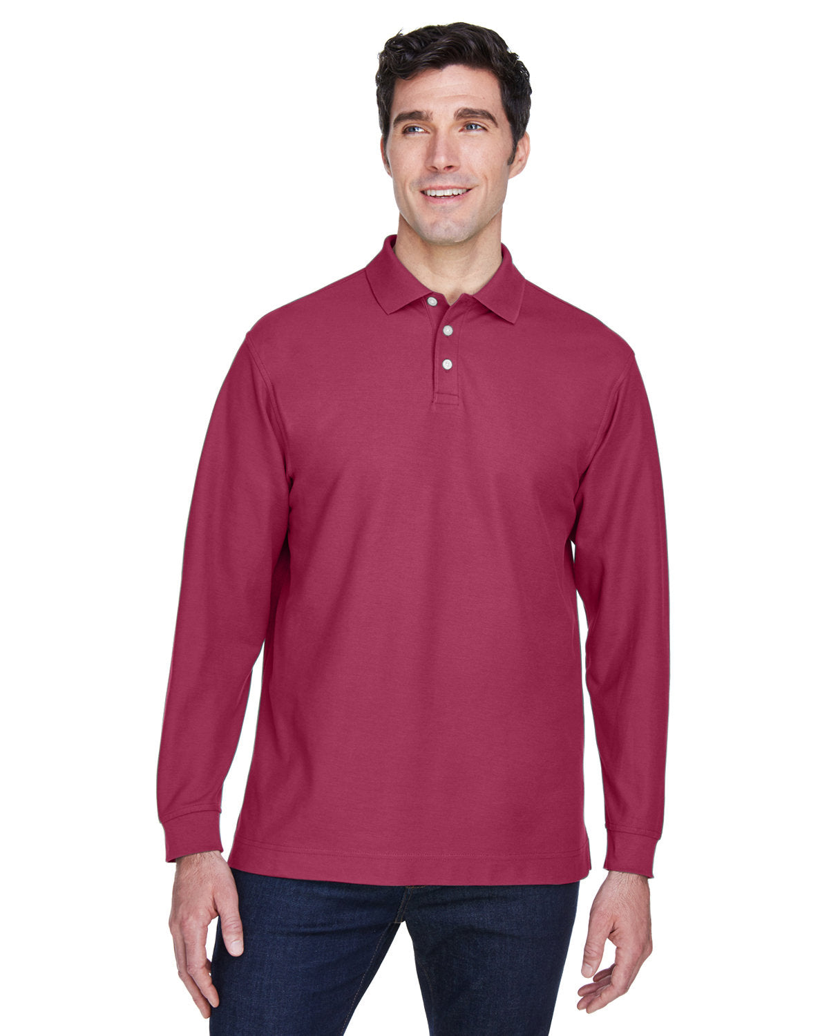 000168 Devon and Jones Men's Pima Piqué Long-Sleeve Polo