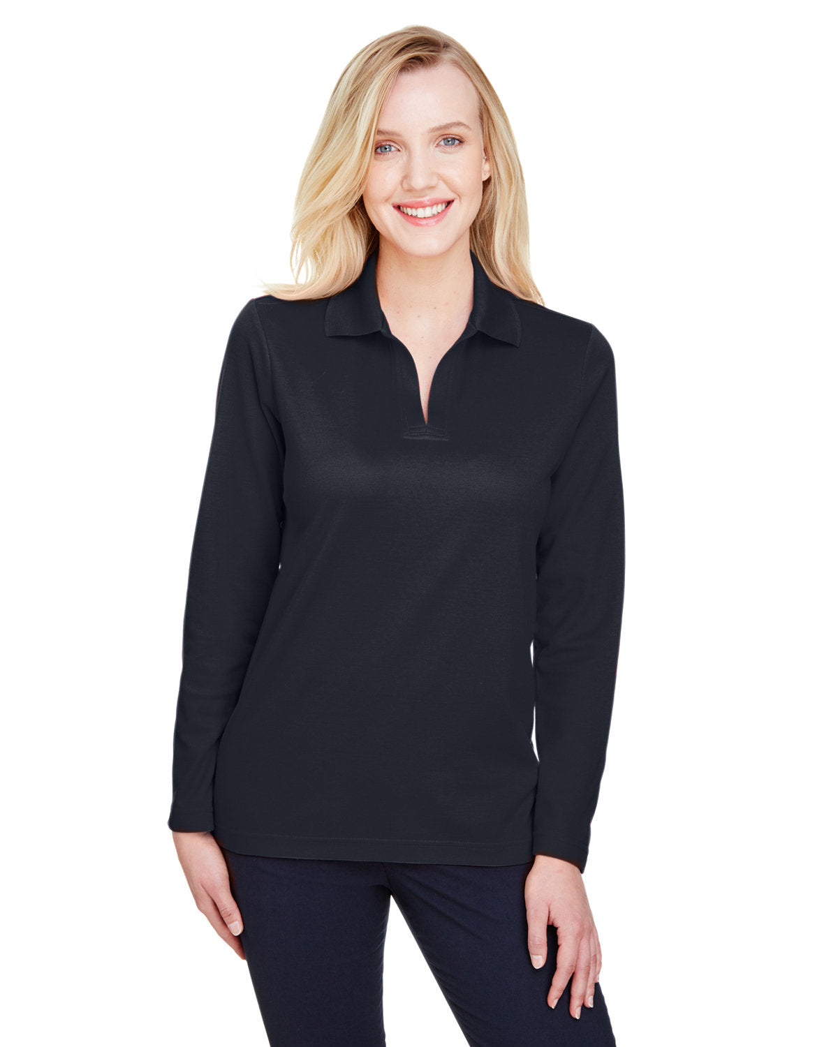 DEVON AND JONES CrownLux Performance® Ladies' Plaited Long Sleeve Polo