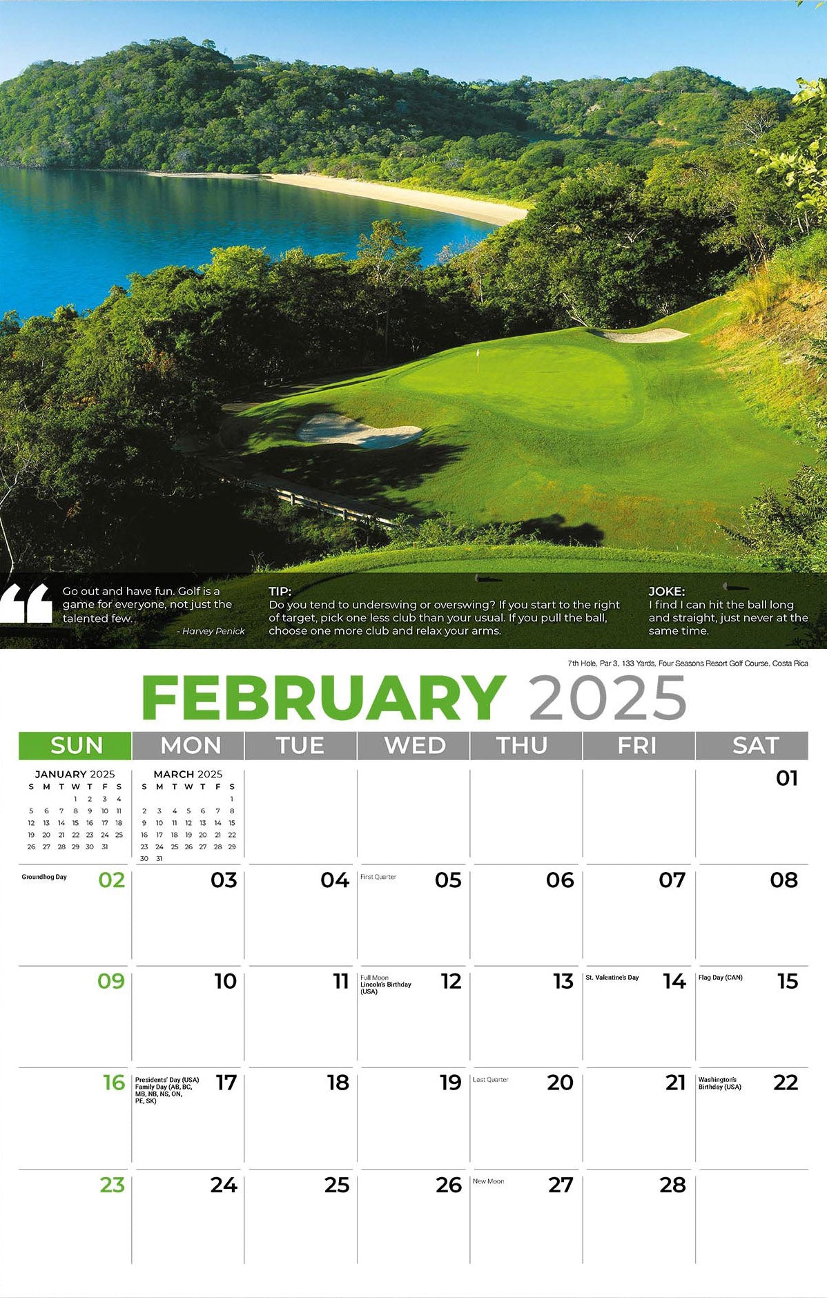 Galleria Wall Calendar 2025 Golf Tips