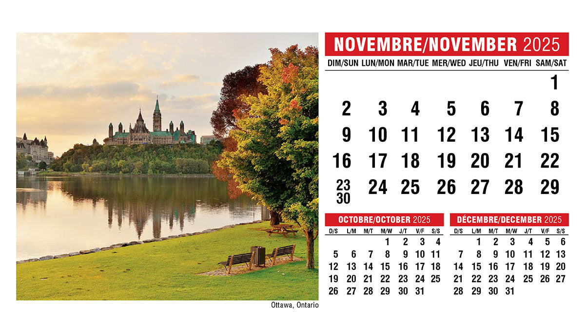 Scenes of Canada (English/French) Desk Tent Calendar