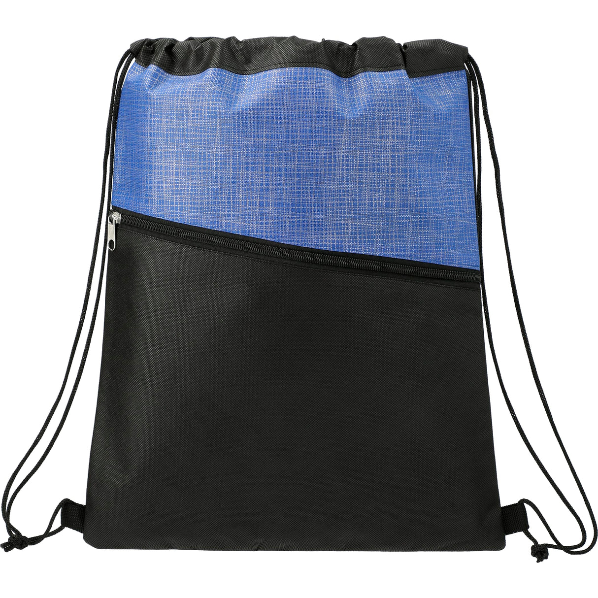 Cross Weave Zippered Drawstring Bag