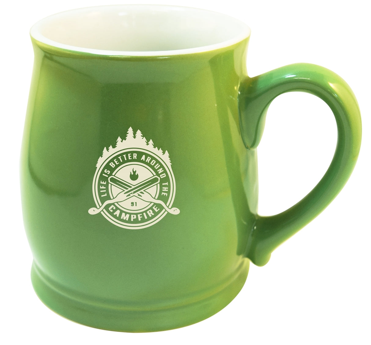 Gibson 16oz reactive glaze ceramic mug lime green/white