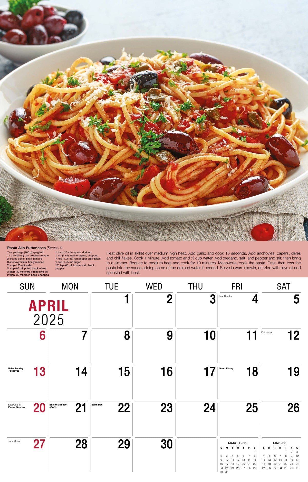 Galleria Wall Calendar 2025 Recipes