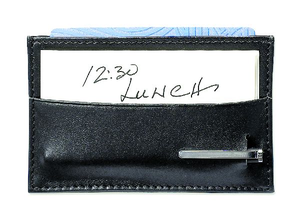 Business Card Holder black genuine top grain leather