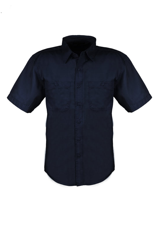 Men's Cotton Blend Twill Short Sleeve Shirt (Navy) (XS-5XL)