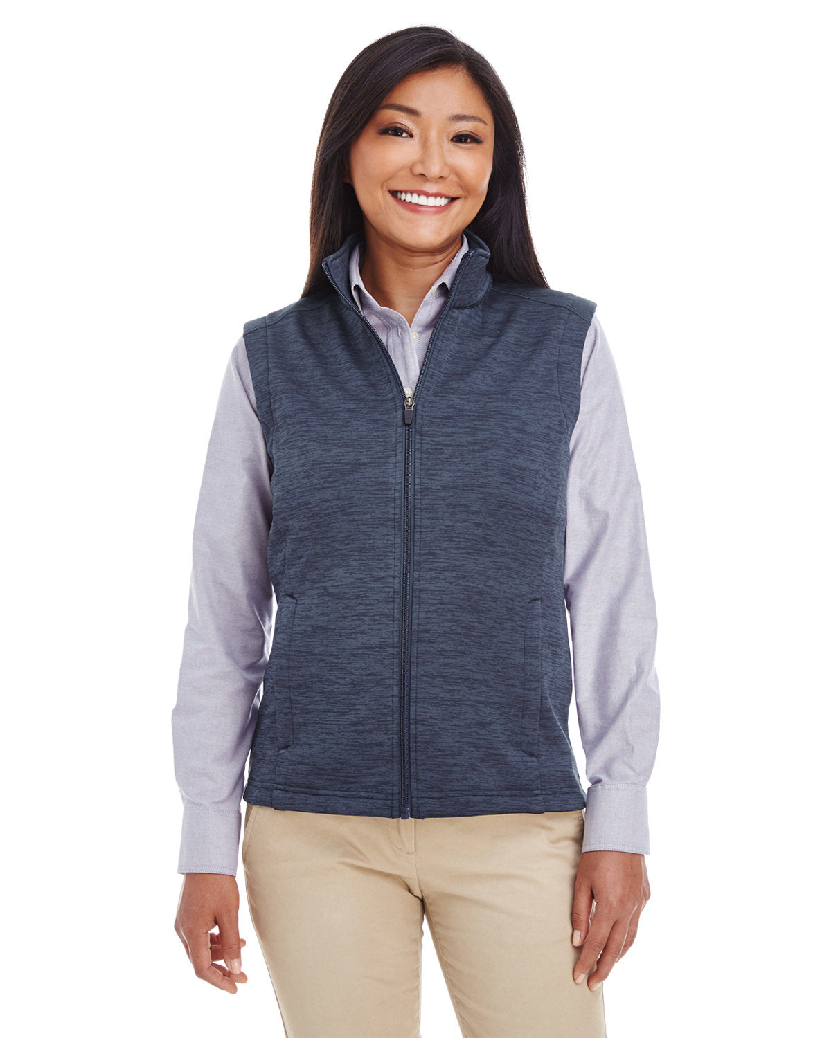DEVON AND JONES Ladies' Newbury Mélange Fleece Vest