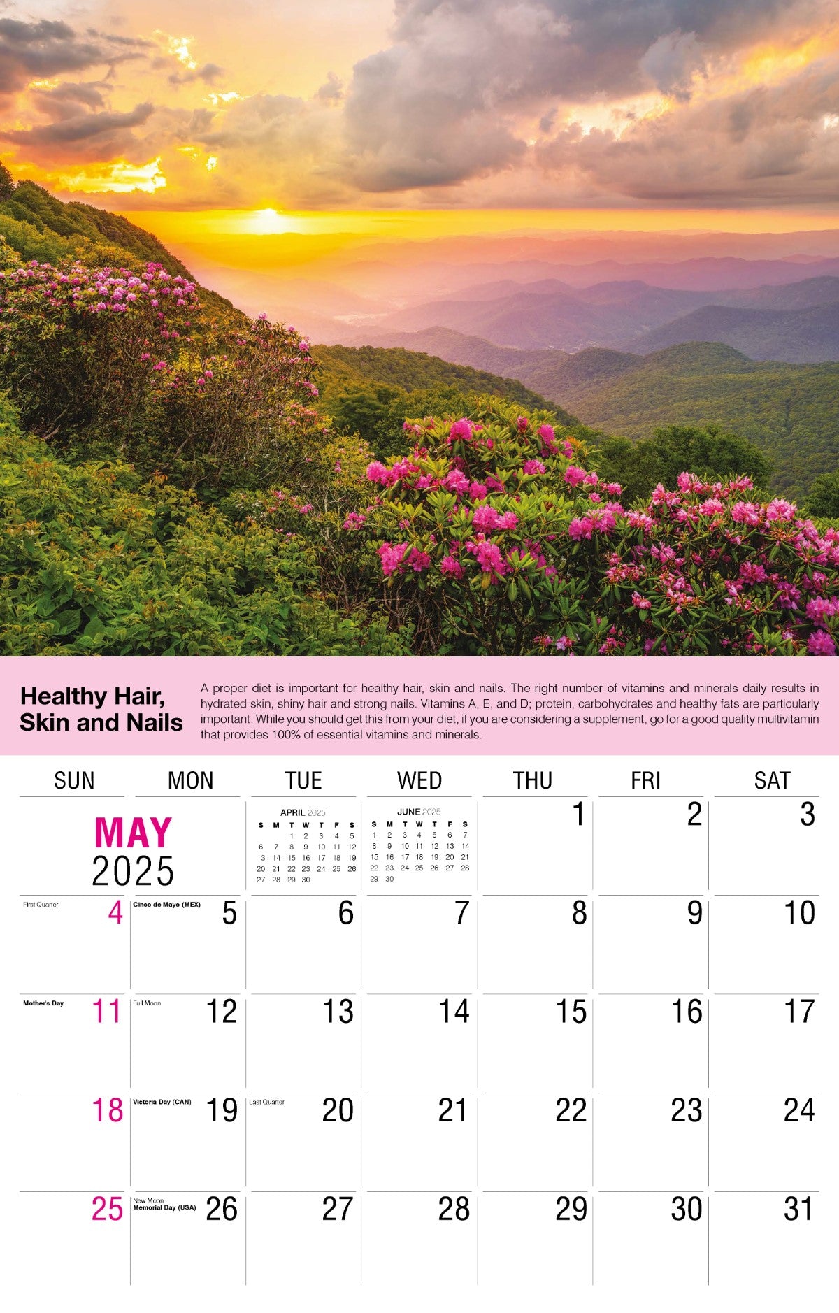 Galleria Wall Calendar 2025 Health Tips