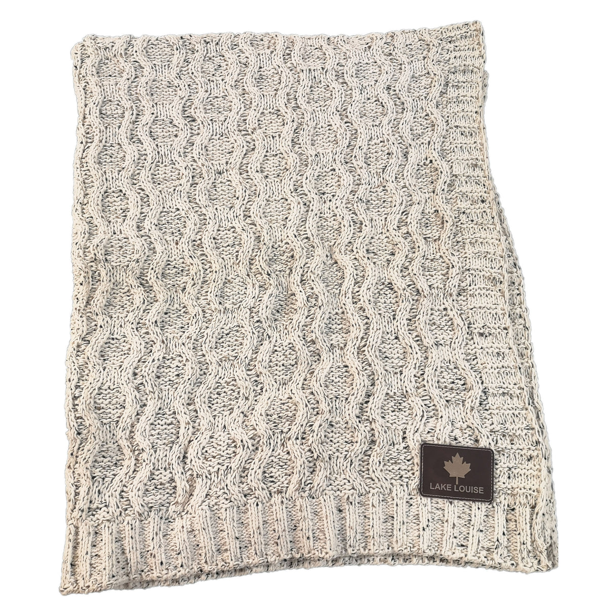 Heather Cable Knit Chenille Blanket, 50x60, with Lasered logo patch, NO SETUP CHARGE