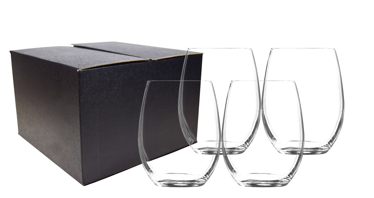 ~Veranda 15oz stemless wine S/4 in a Midnight box