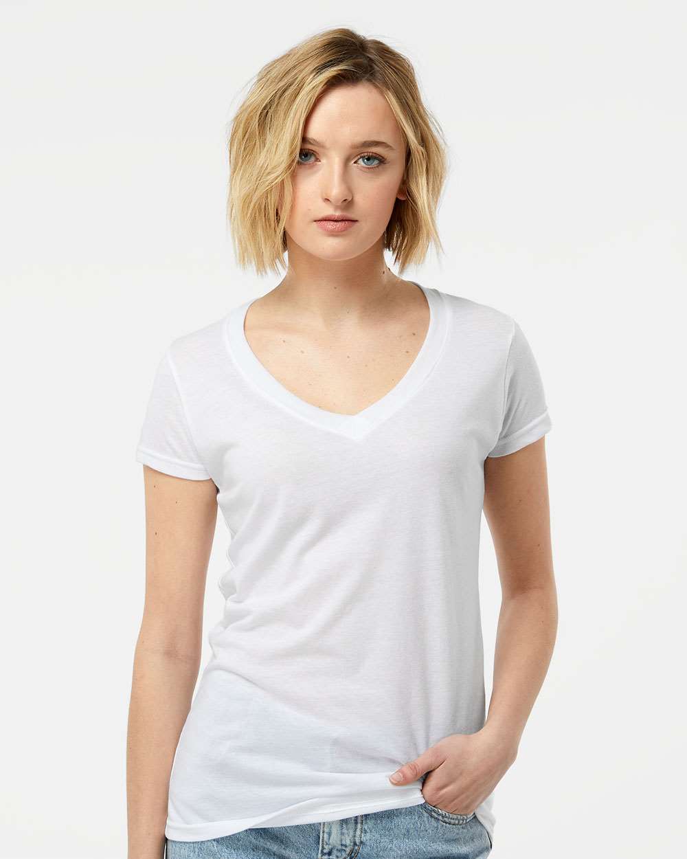 Tultex Women's Poly-Rich V-Neck T-Shirt