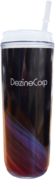 Tonic 16oz clear double wall tumbler with 4 Colour Process insert & straw