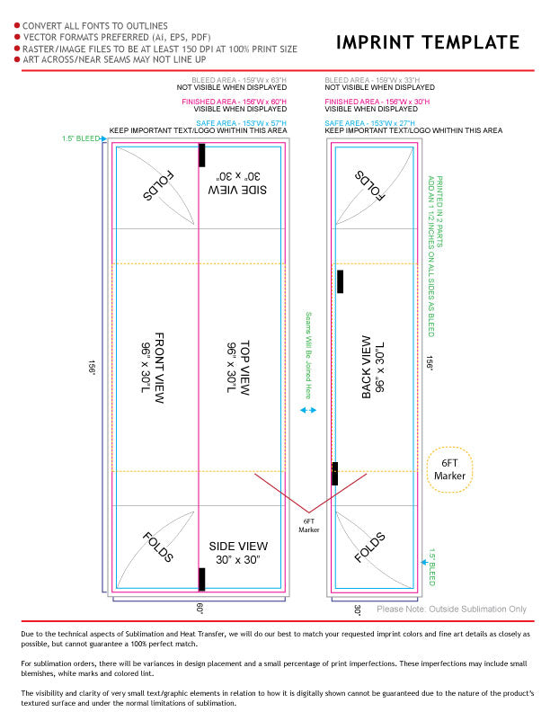 72 Hr Fast Ship - Sublimated Convertible Table Cloth, Converts from 8' to 6', Drape style, 4 sided