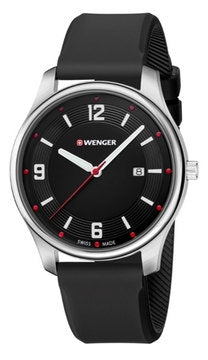 City Active Black Dial Black Silicone Strap Watch