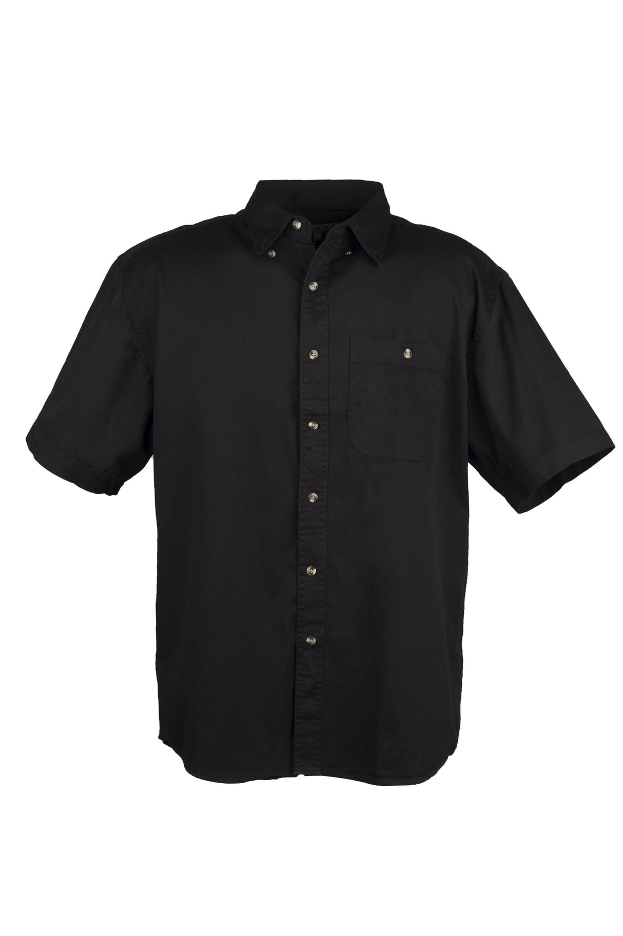 Men's 100% Cotton Twill Short Sleeve Shirt Tall (Black) (LT-3XLT)