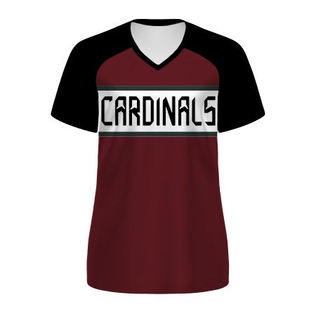 Holloway Ladies' Black Sleeve Freestyle Semi-Sublimated Raglan Tee