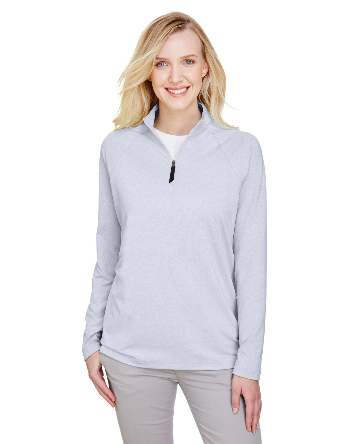 DEVON AND JONES CrownLux Performance® Ladies' Clubhouse Micro-Stripe Quarter-Zip