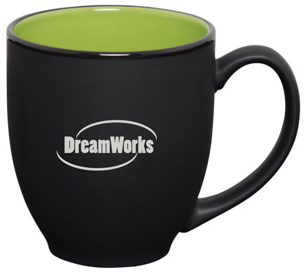 Bistro 16oz 2tone black/green mug in Ripple gift box